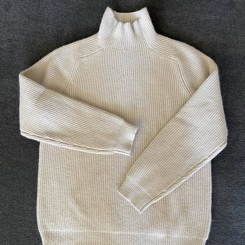 ❤️ OAK + FORT CHUNKY OVERSIZED OATMEAL HIGH NECK TURTLENECK KNIT SWEATER SMALL
